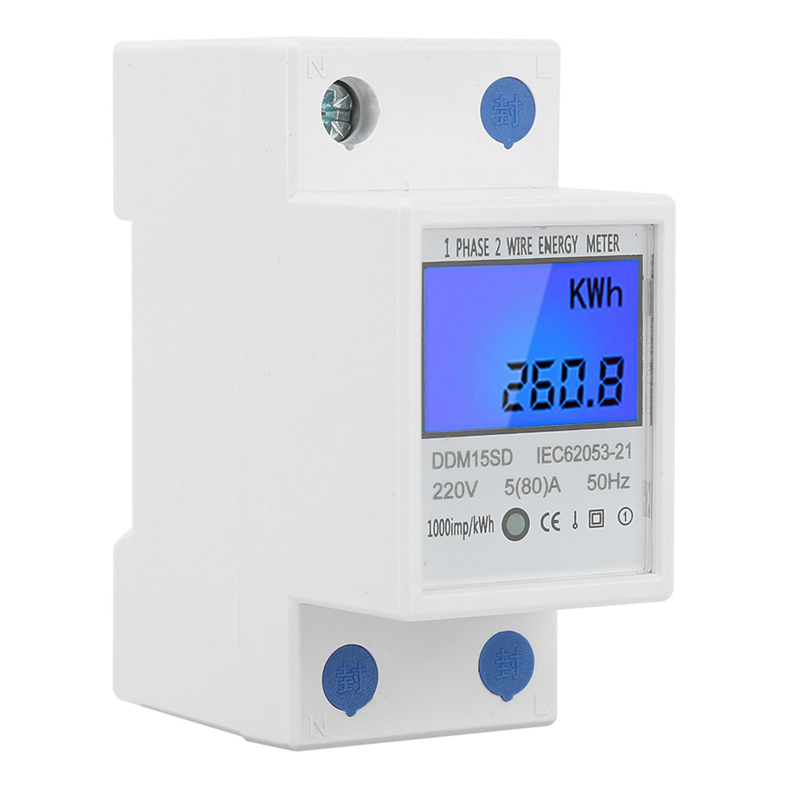 Compteur D'Énergie Électronique Monophasé Kwh 5-80a Ddm15sd Avec Affichage Numérique Lcd Rétroéclairé