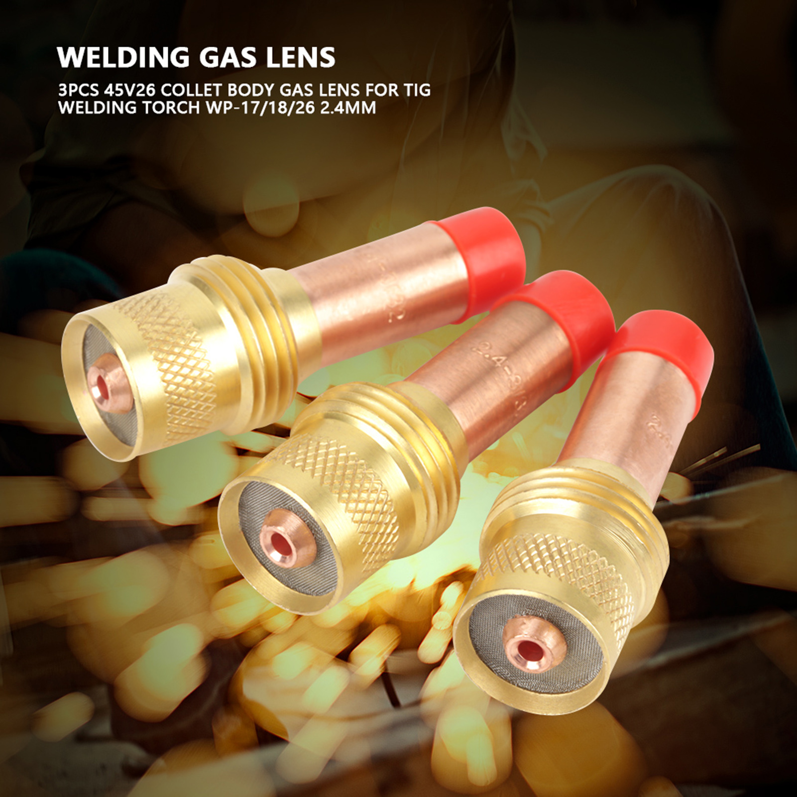 Lot De 3 Lentilles À Gaz Pour Corps De Pince 45v26 Pour Torche De Soudage Tig Wp-17/18/26 2,4 Mm
