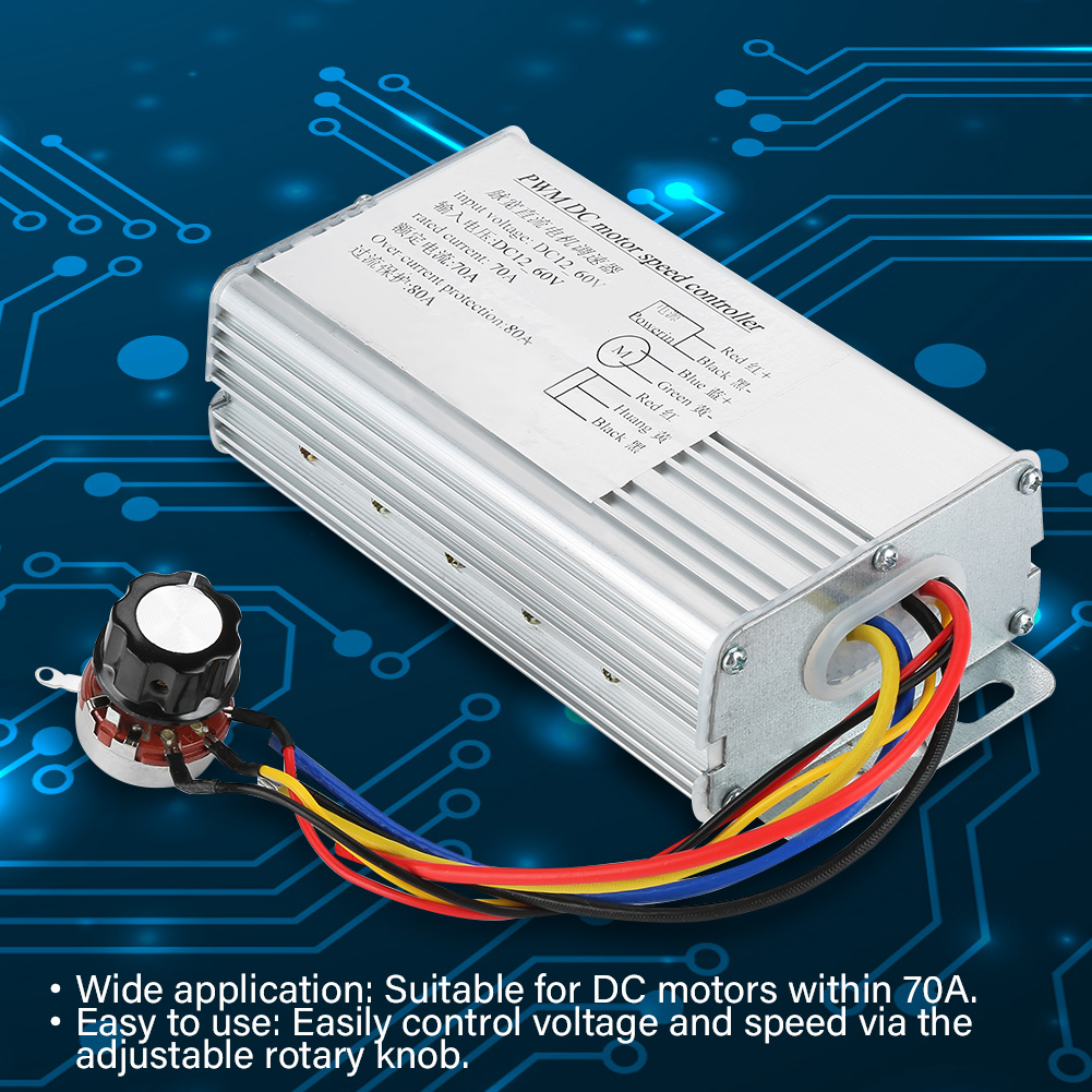 Contrôleur De Vitesse De Moteur Pwm 12 V-60 V Cc 70 A, Régulateur De Vitesse Réglable