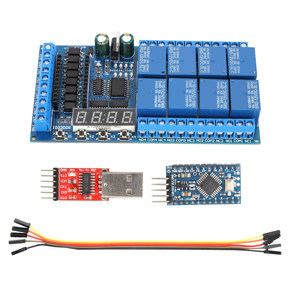 Module Relais Plc Pro Mini 8 Canaux 12 V Cc Avec Temporisateur Et Interrupteur Pour Arduino (carte Relais Plc Pro Mini 8 Canaux, Câble De Téléchargement Pro Mini)