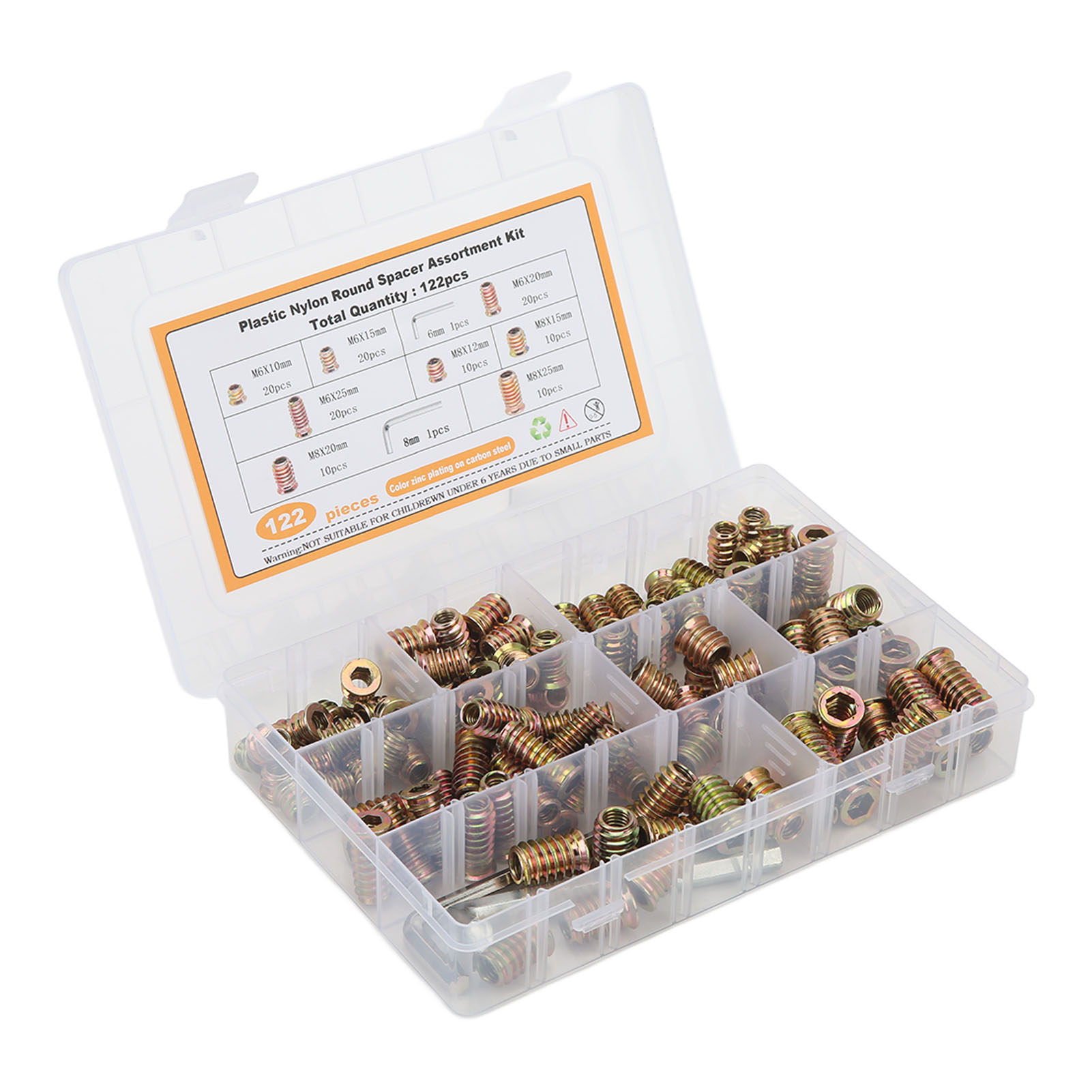 Lot De 122 Vis À Filetage Métrique En Acier Au Carbone Galvanisé, Filetage Femelle/mâle, Pour Meubles Et Placards
