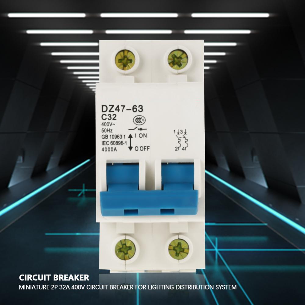 Disjoncteur Miniature 2p 32a 400v Pour Système De Distribution D'Éclairage