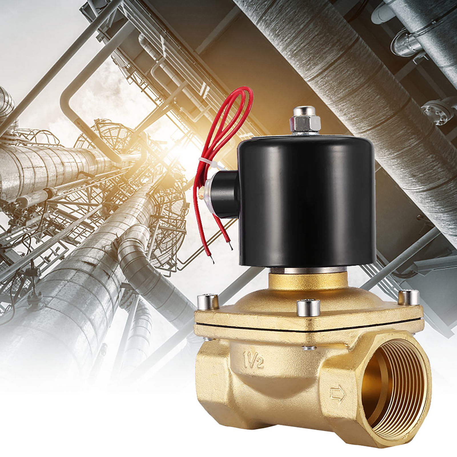 Électrovanne Dn40 1-1/2" À Deux Voies En Laiton, Normalement Fermée, 220 V Ca