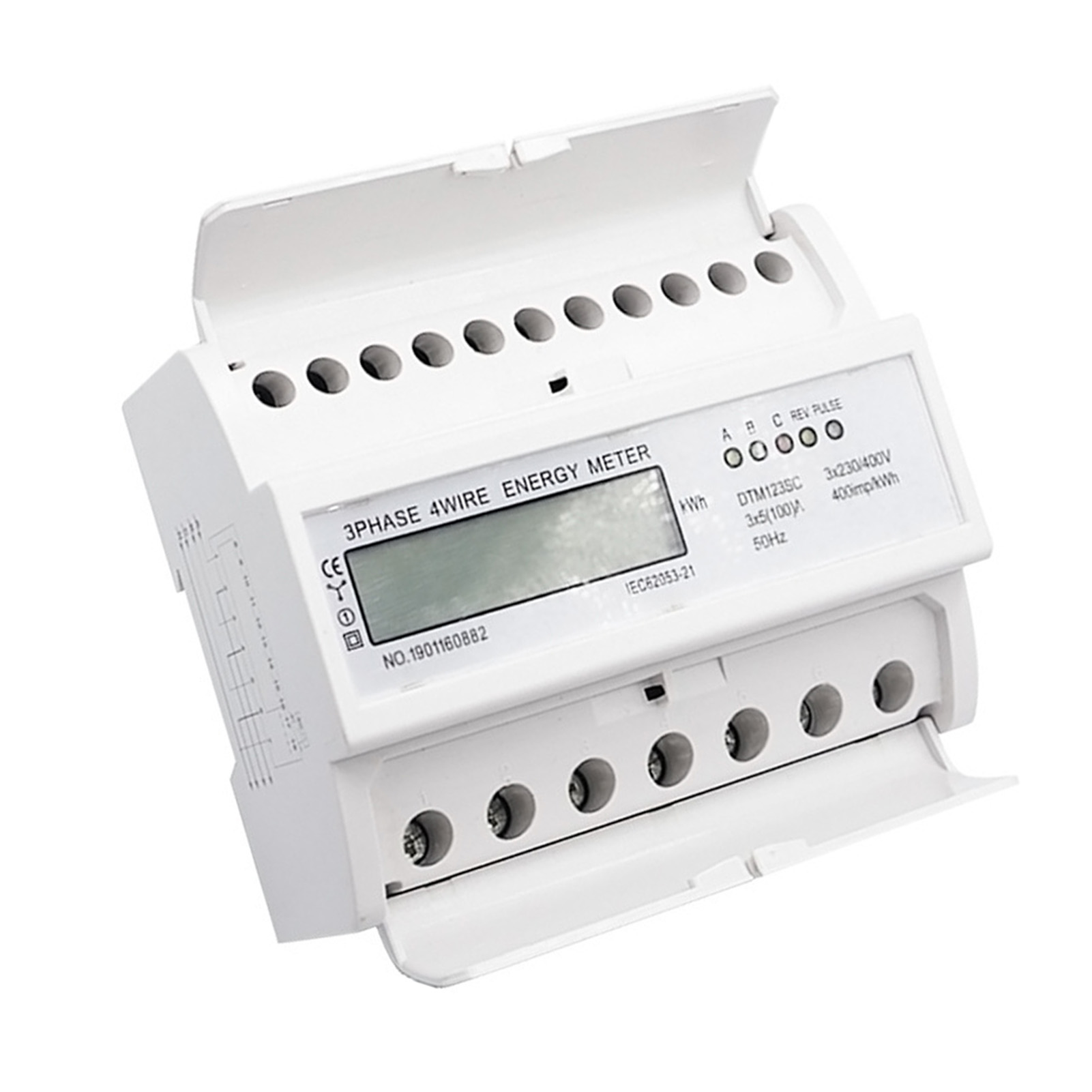 Compteur D'Énergie Triphasé Numérique Avec Écran Lcd, Boîtier En Abs Blanc, 50 Hz, Moniteur De Consommation Électrique 230-400 V