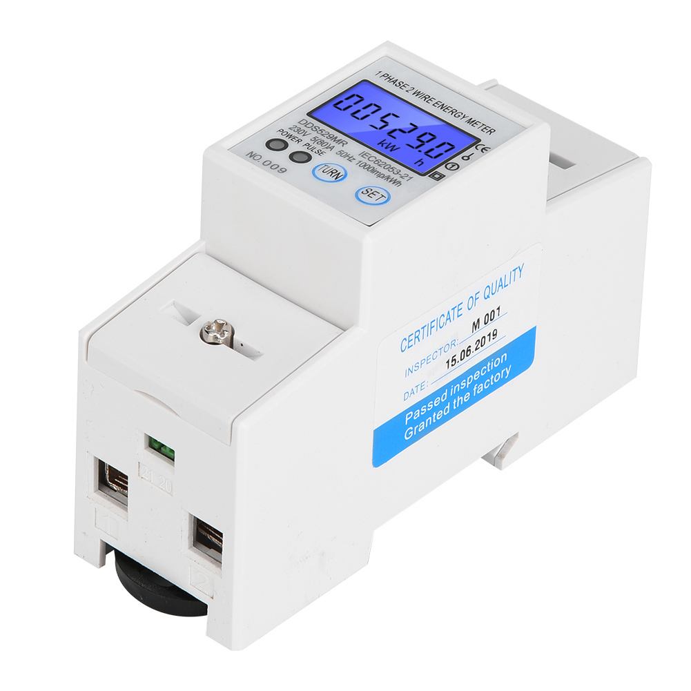 Compteur D'Énergie Électrique Monophasé Dds529mr, Affichage Numérique Lcd, 230 V, 2 Pôles, Montage Sur Rail Din, Avec Interface Rs485