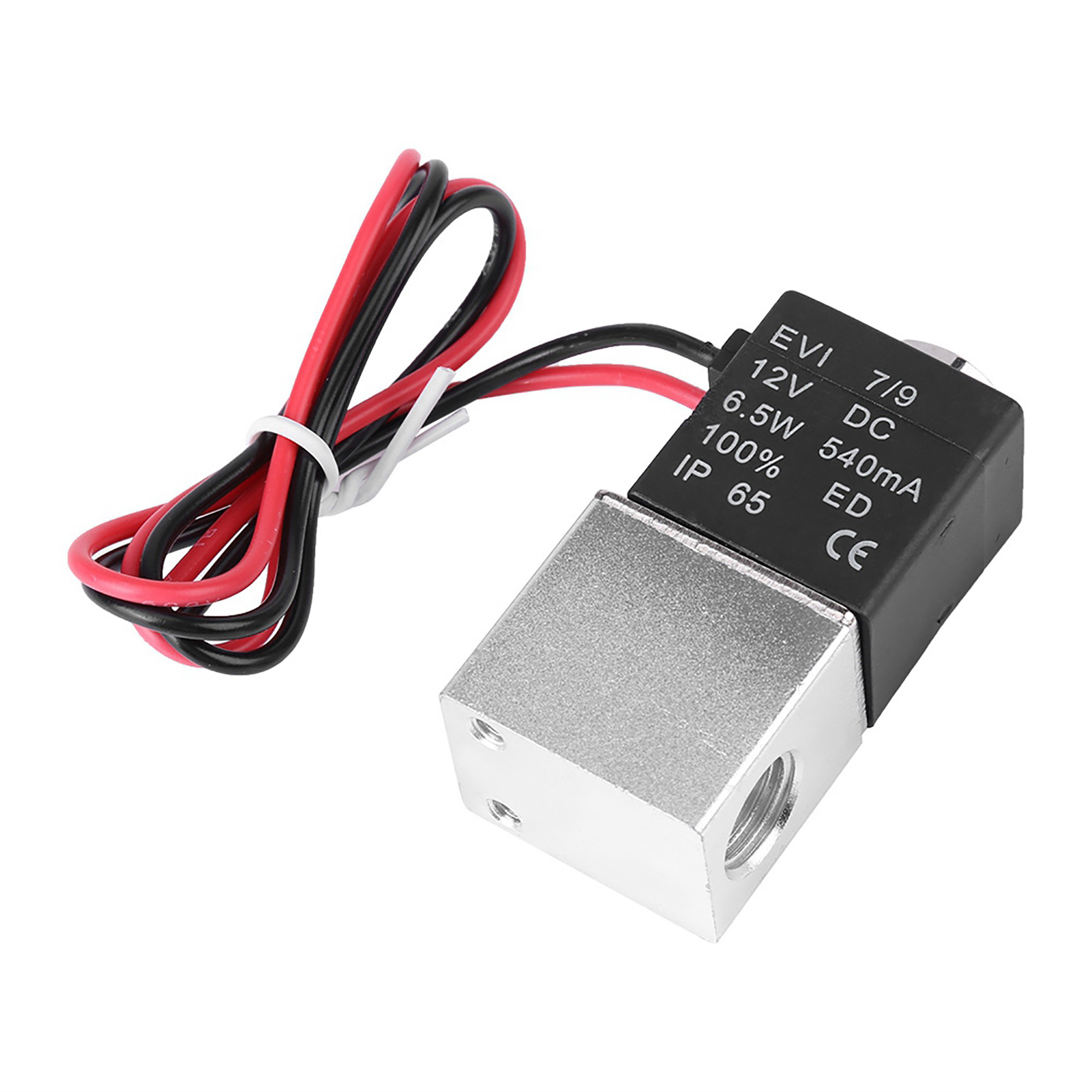 Électrovanne Pneumatique 12 V Cc 1/4" À 2 Voies Normalement Fermée En Aluminium