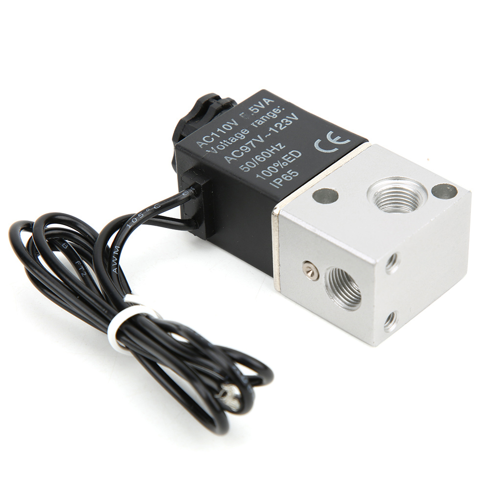 Électrovanne À Action Directe Pour Eau, Air Et Huile, 2 Positions, 3 Voies, Corps En Alliage D'Aluminium, G1/8 Po (110 V Ca)