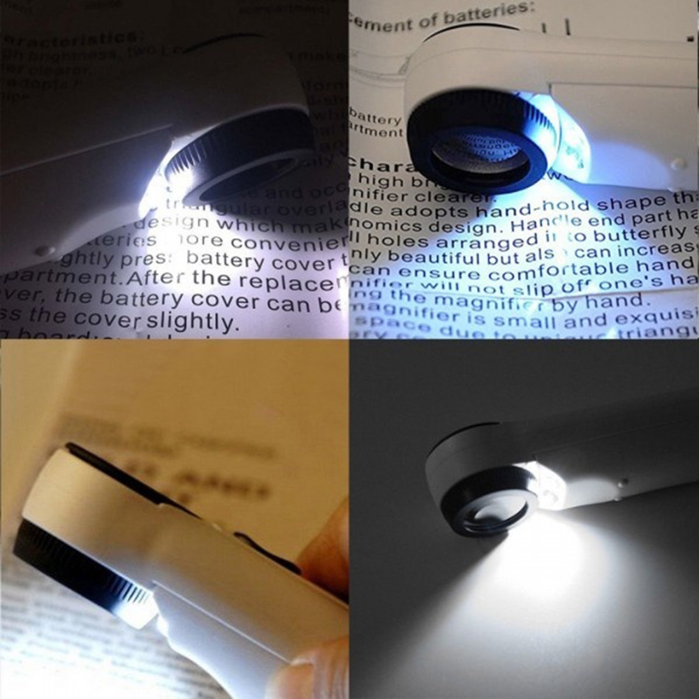 Loupe Grossissante 40x Avec 2 Led Pour Examiner Cartes, Timbres Et Bijoux