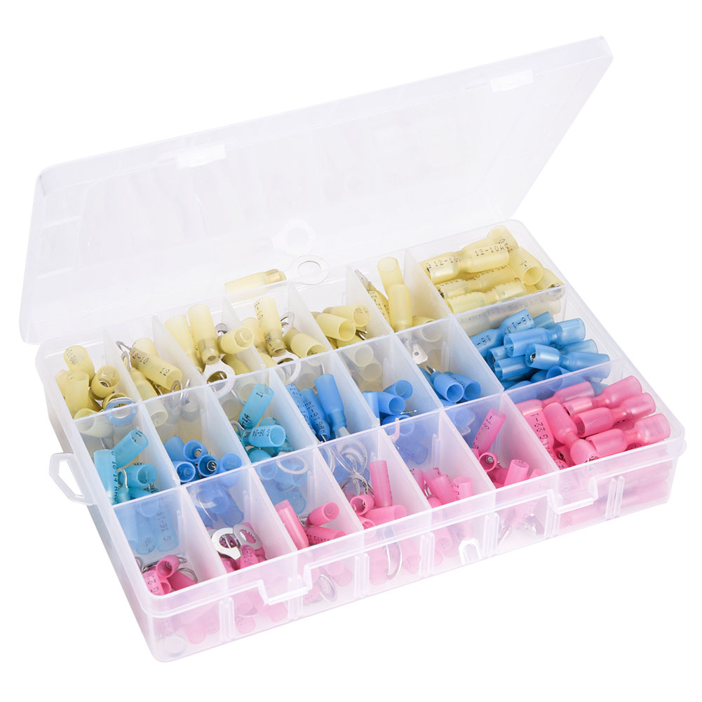Kit De 240 Connecteurs Électriques Thermorétractables Isolés, Bornes De Câblage, Rouge, Bleu Et Jaune.