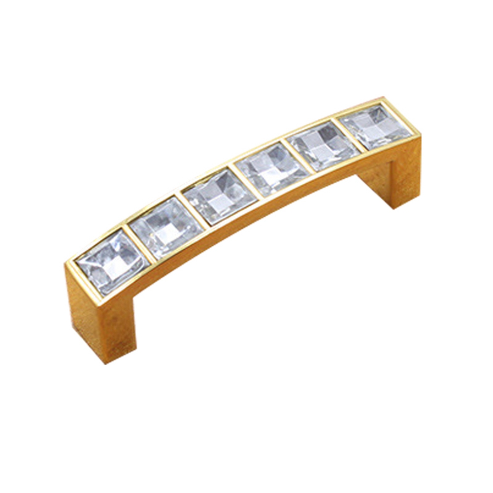 Poignée De Porte, Tiroir, Placard, Armoire Ou Meuble En Verre Cristal Brillant (doré, 64 Mm)