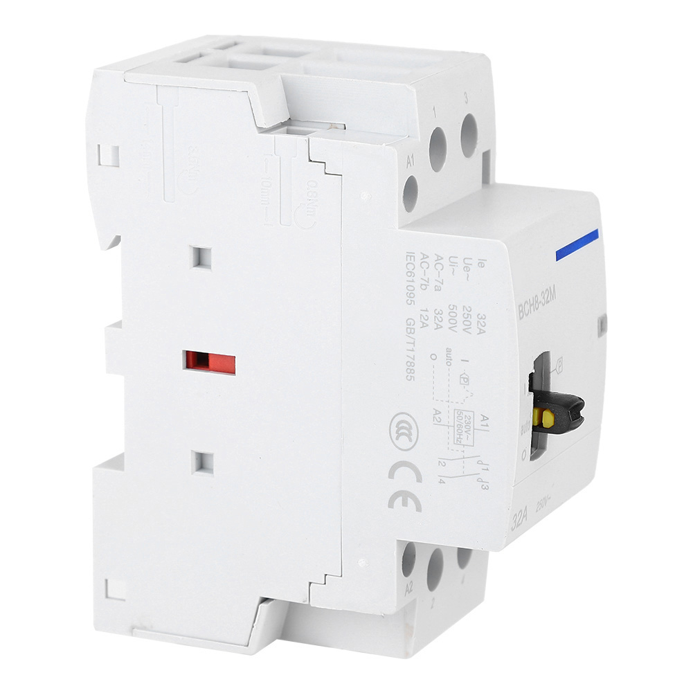 Contacteur Ca Domestique 2p32a Avec Fonction De Commande Manuelle Pour Installation Électrique De Bâtiment 230v (1no1nc)