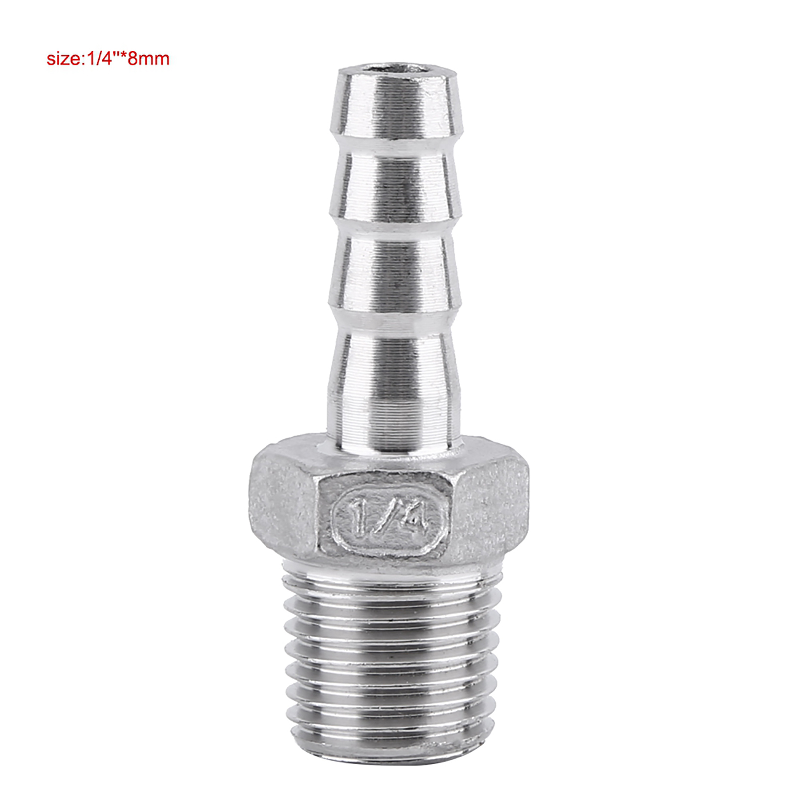 Raccord De Tuyau Mâle En Acier Inoxydable Durable, Connecteur À Embout Cannelé Pour Carburant (1/4" X 8 Mm)