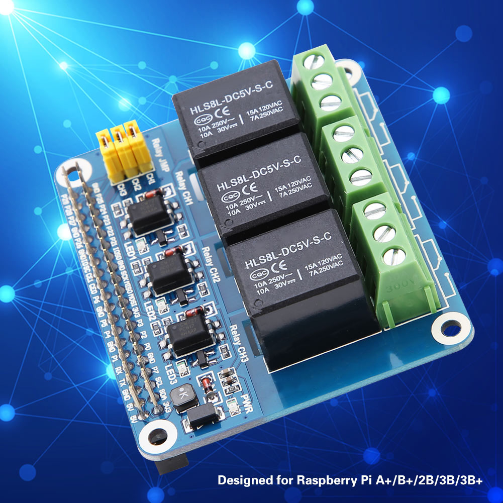 Carte D'Extension Relais 3 Canaux Pour Raspberry Pi A+/b+/2b/3b/3b+