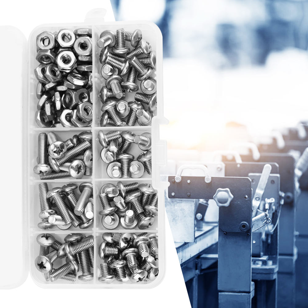 Kit De 140 Vis À Tête Cylindrique Cylindrique Ph En Acier Inoxydable 304, N° 10-32.