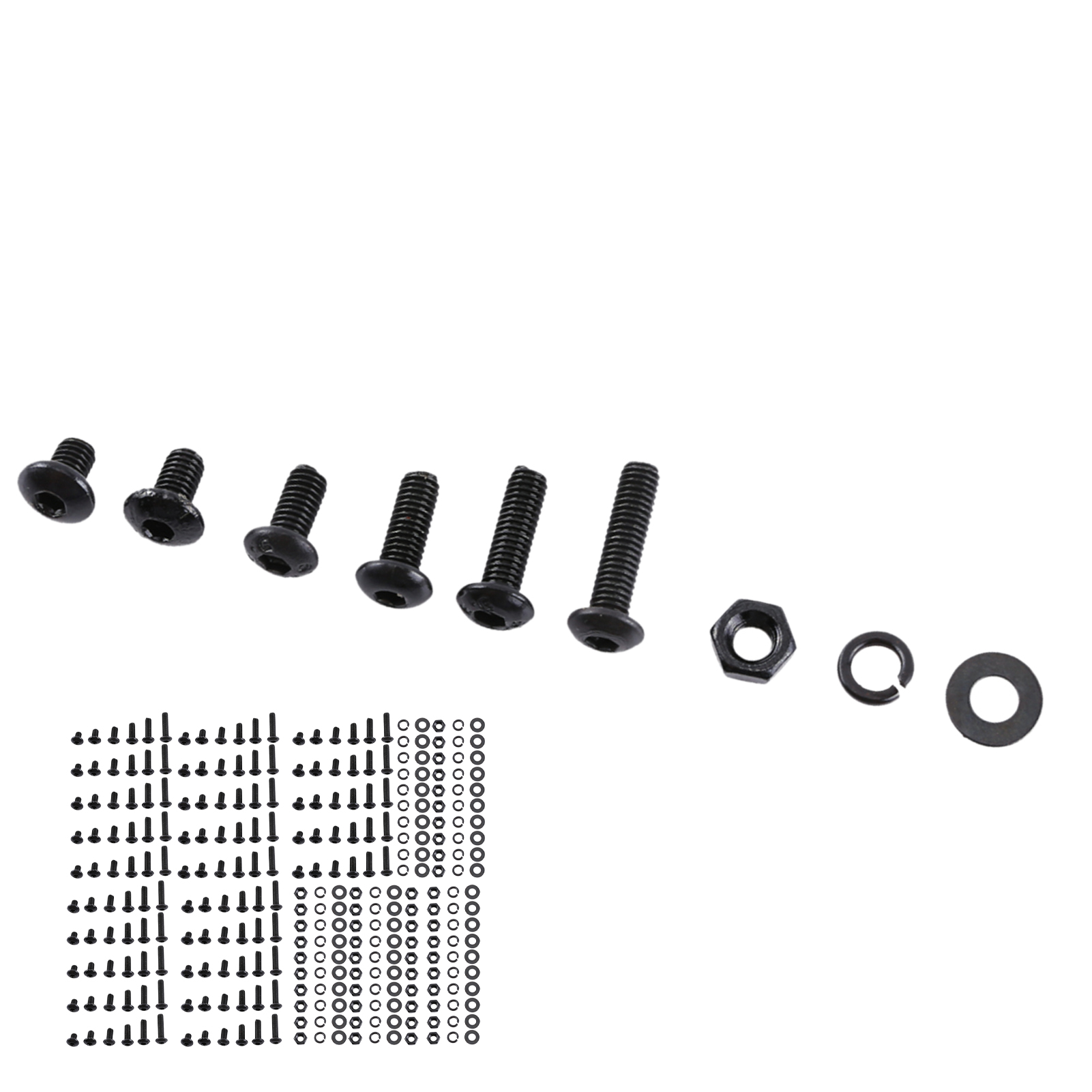 Assortiment De Vis À Six Pans Creux M3 En Acier Allié Noir, Écrous Hexagonaux Et Rondelles (tête Bouton)