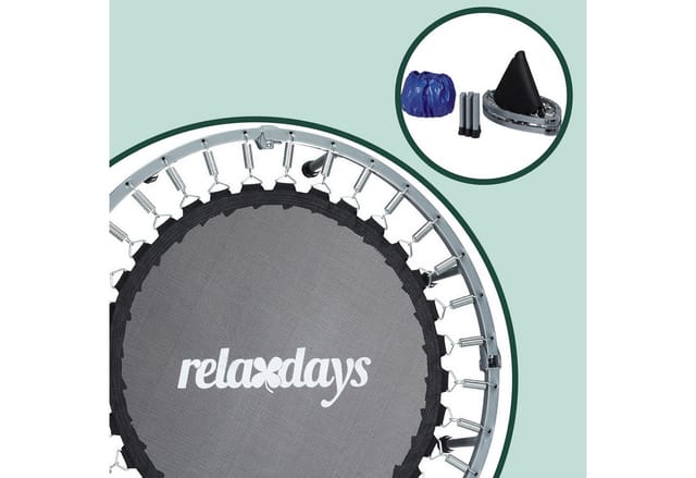 Relaxdays Indoor Trampolin, Ø 95 cm, faltbares Minitrampolin bis 100 kg, Sport & Gymnastik, Fitnesstrampolin, blau