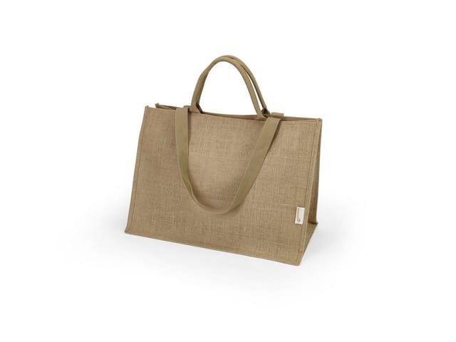 Einkaufstasche mit vier Tragegriffen Jute beige 50 x 25 x 35 cm