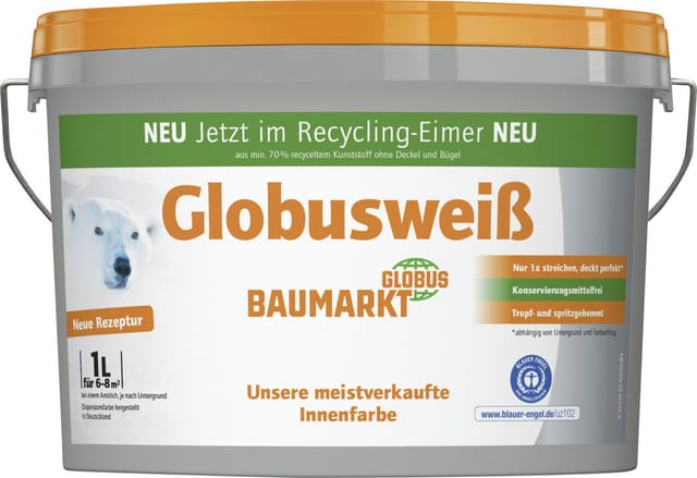 Globusweiß Wandfarbe weiß matt 1 L Innen