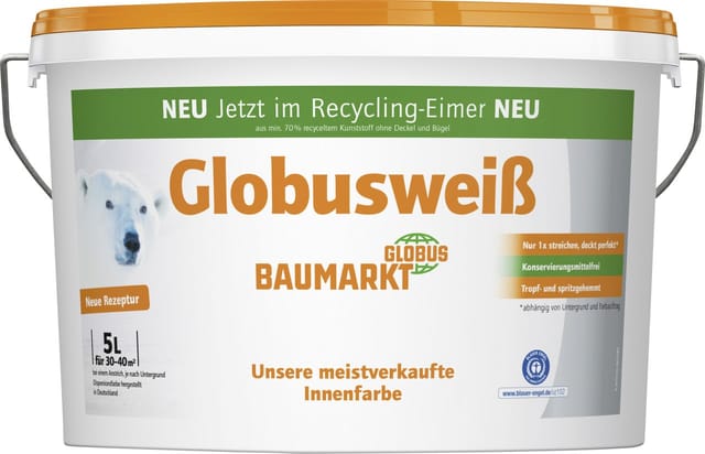 Globusweiß Wandfarbe weiß matt 5L Innen