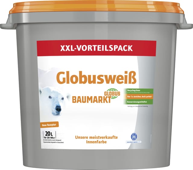 Globusweiß Wandfarbe weiß matt 20 L Innen