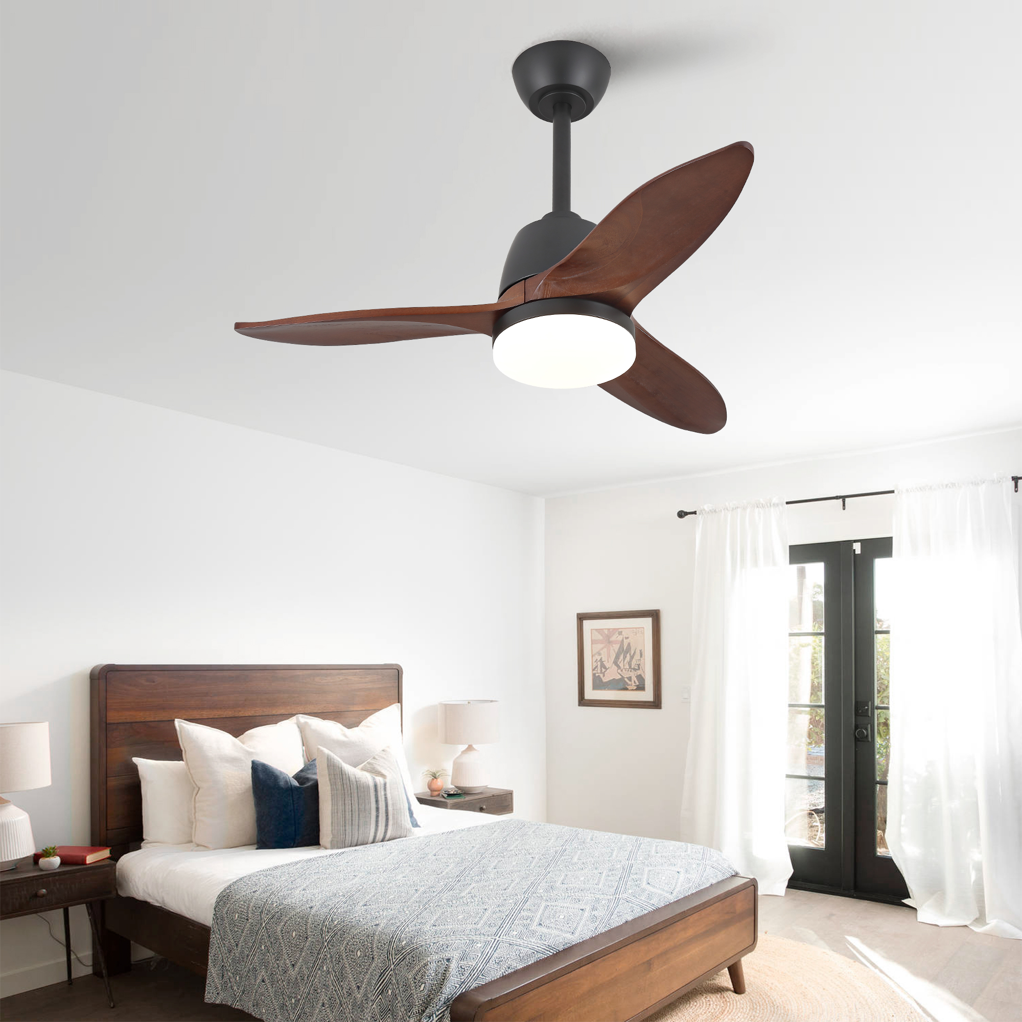 36-zoll Moderner Schwarzer Deckenventilator – 4 Kg, Aus Massivholz, 36-zoll Moderner Deckenventilator – 92×92×45 Cm – Hocheffizienter Dc-motor Mit