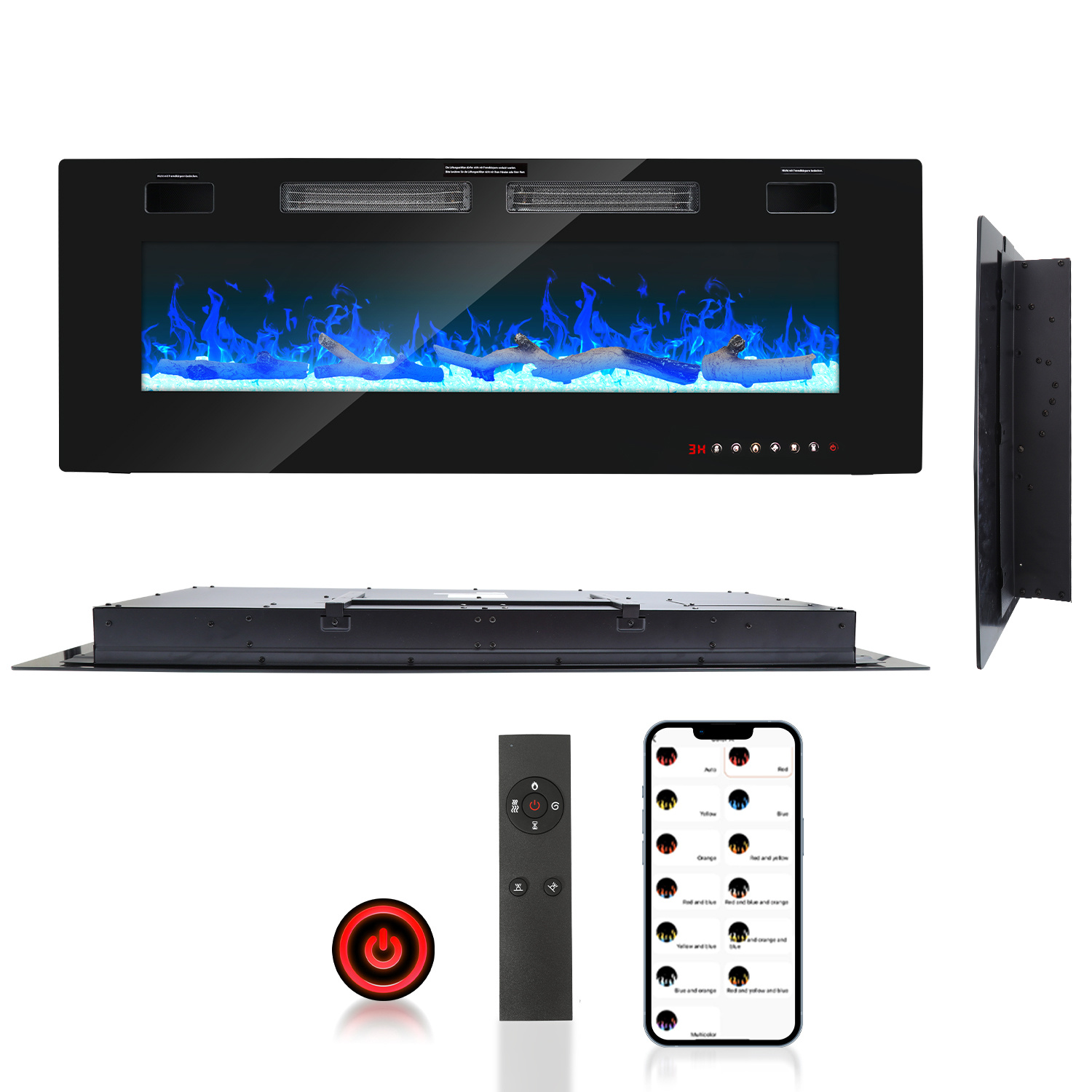 Tolletour Einbau-elektrokamin 127 X 46 X 8 Cm Mit App- Und Touch-steuerung