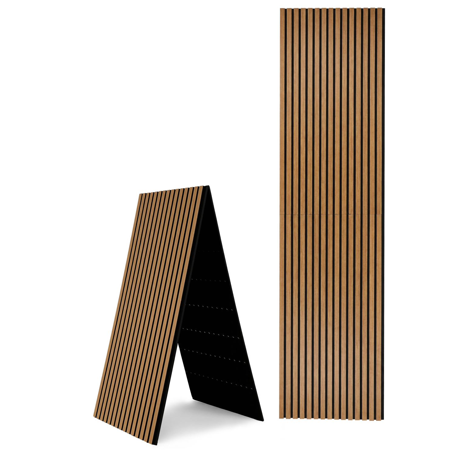 Tolletour Akustikpaneel Holz 240x60 Cm Faltbar, Wandpaneel Mit Holzlamellen Auf Filz, Lamellenwand Wandverkleidung, Eiche, 1 Stück