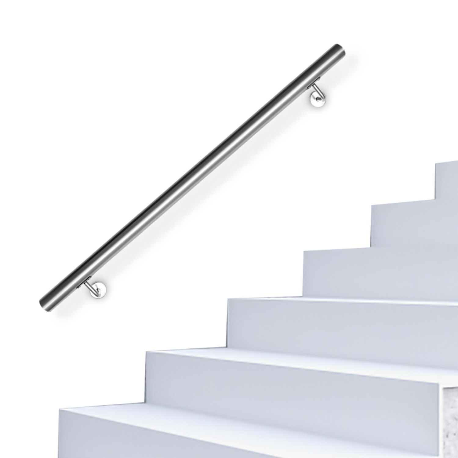Tolletour Handlauf Edelstahl 50 Cm Ø42 Mm, 304 Edelstahl Treppengeländer Zur Wandmontage, Gebürstet Für Treppen Balkon Terrasse Innen Außen