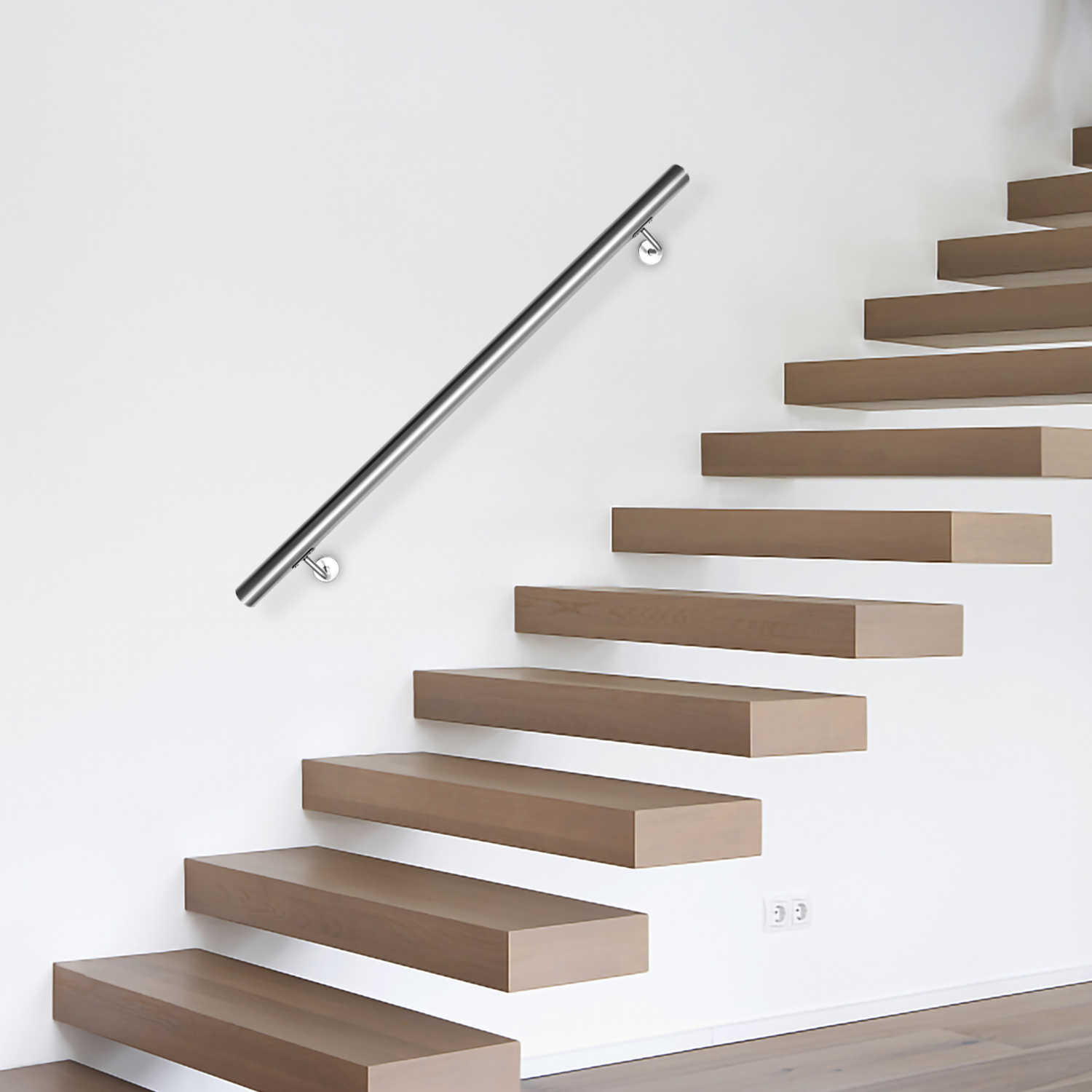 Tolletour Treppengeländer Handlauf 80 Cm Ø42 Mm Aus 304 Edelstahl, Wandgeländer Gebürstet, Stabiler Haltegriff Für Innen Außen Treppe Balkon