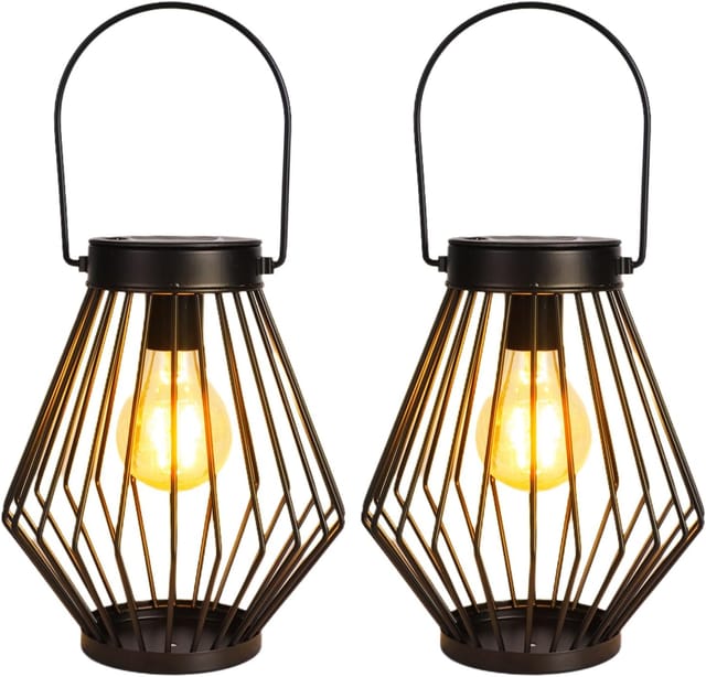 Wasserdichte Solarlaternen Für Den Außenbereich, 2er-pack Dekorative Hängelaternen Aus Metall Mit Warmweißen Led-lampen, Solarbetrieben Für Terrasse, Garten Und Hof