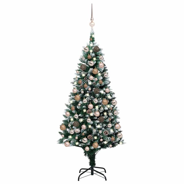 Künstlicher Weihnachtsbaum Mit Beleuchtung Kugeln Zapfen 150 Cm Vidaxl