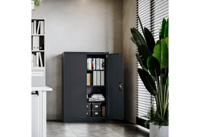 Büroschrank Aktenschrank KEVIN, 900 x 1400 x 400 mm, Anthrazit
