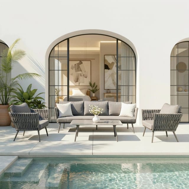 Bessagi Garden Loungegarnitur Mila Dunkelgrau Aluminium/Outdoorstoff
