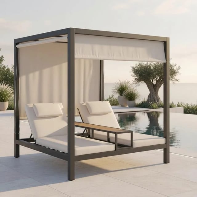 Bessagi Garden Sonneninsel Felipa Beige Metall/Outdoorstoff