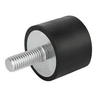 KIPP Gummipuffer Typ DS Saugfuß Außengewinde M06 x 18 Ø25 H18,5 Stahl Elastomer