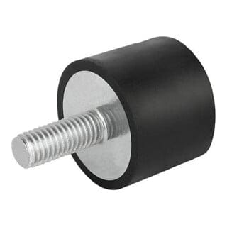 KIPP Gummipuffer Typ DS Saugfuß Außengewinde M06 x 18 Ø25 H18,5 Stahl Elastomer