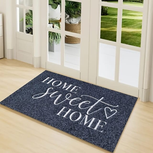 Fußmatte Für Den Innen- Und Außenbereich Mit Rutschfester Gummirückseite „home Sweet Home“: Eine Willkommensmatte, Die Schmutz Schnell Aufnimmt Und Leicht Zu Reinigen Ist. Schwarz