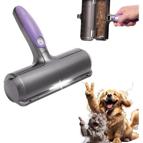 Fur Daddy Kehrbürste, Tierhaarentfernerbürste, Katzen-/hundehaarentferner, Lila Und Grau, Für Sofa/kleidung/auto