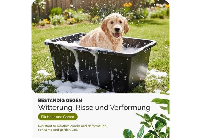 Garronda Mörtelwanne 40 L Rechteckig Mörtelkübel Kunststoffwanne – stabile Maurerkübel aus recyceltem PE Mörtelkasten für Beton, Garten oder