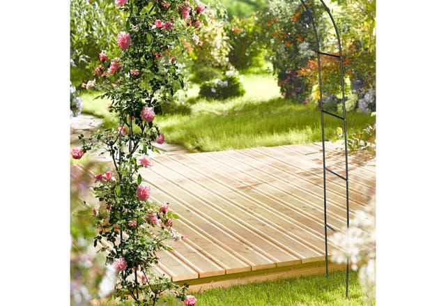 Relaxdays - Torbogen Rankhilfe für Kletterpflanzen und Rosen 240 cm, Rosenbogen aus Metall witterungsbeständig, grün