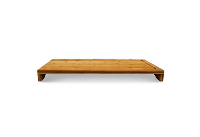 Relaxdays Schneidebrett Bambus HxBxT: ca. 4,5 x 52 x 29 cm, robustes Holzbrett, mit Saftrinne, Schneidunterlage, natur