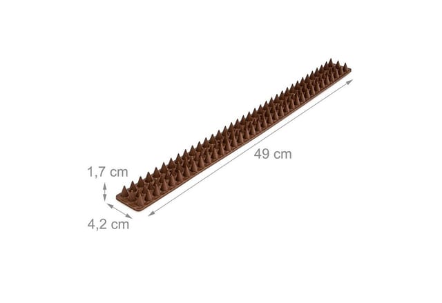 Relaxdays - Vogelabwehr 4 Paneele je 49 cm mit Spikes Gesamtlänge 2 m mit jeweils h x b x t 1,7 x 4,2 x 49 cm für, dunkelbraun