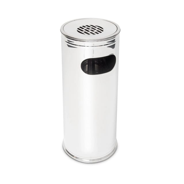 Standaschenbecher Edelstahl, 43L, mit Mülleimer & entnehmbarem Aschebehälter, H:75cm, silber - Relaxdays