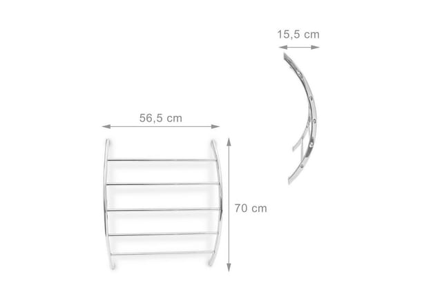 Wand-Handtuchhalter, 5 Stangen, HBT:70x56,5x15,5cm, verchromter Stahl, Badetuchhalter, modernes Design, silber - Relaxdays