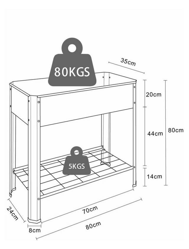 Pflanzkasten Hochbeet 80x35 Balora XL