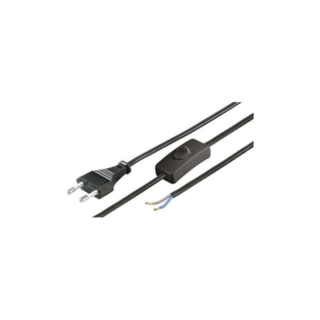 Schwarzes Netzkabel, 1,5 M, 0,75 Mm², 2-polig Mit Schalter