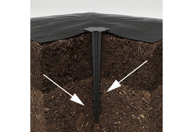 Relaxdays - Erdnägel Kunststoff 11cm, 100er Set Bodenanker, Gartenvlies Befestigung, je 11,5 cm lang, schwarz