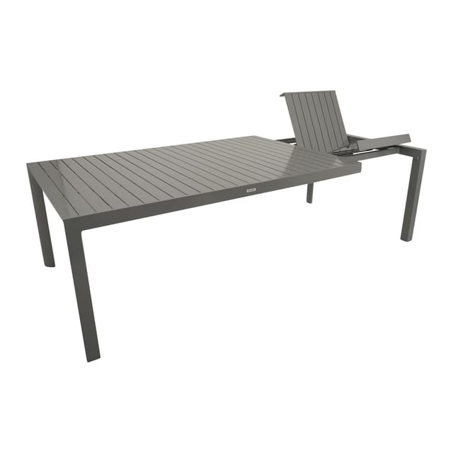 BAGO: XL Ausziehtisch 195/255x120cm rechteckig, Gestell und Tischplatte Aluminium anthrazit
