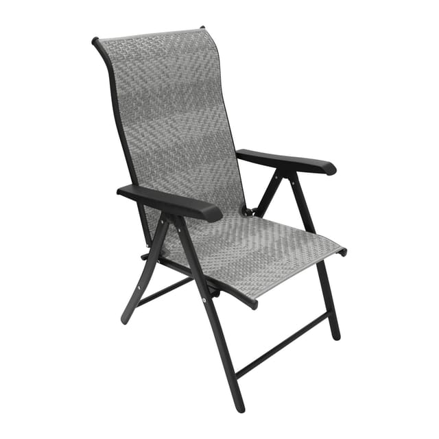 ANTIBES: Klappsessel Hochlehner, Stahlgestell schwarz, Bezug Polyrattan grau, klappbar