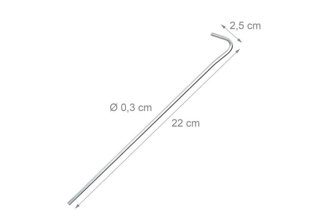 Relaxdays - Zeltnagel 20er Set, Heringe Camping, Bodenanker für Zeltbefestigung, Widerhaken, Erdanker 22cm, Stahl, silber